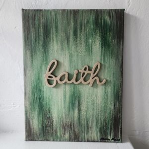 "Faith" original art canvas abstract painting green beige wall decor